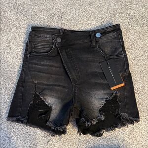 RISEN Black Distressed Jean Shorts for Women